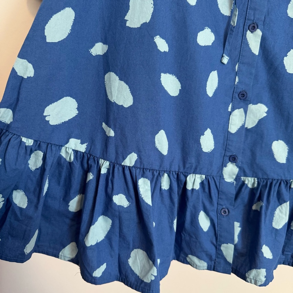 SugarLips Blue Polka Dot Ruffle Odessa Drop Waist Button Up Mini Dress Medium - Picture 6 of 8